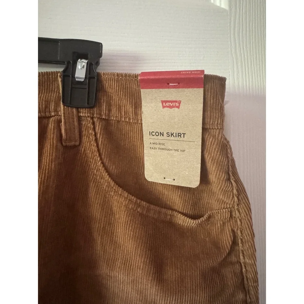 NWT Levi's Icon Skirt Women Size 33 Brown Corduroy Button Fly Mini A4694-0059 - Picture 5 of 12